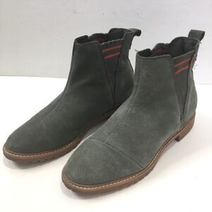 Toms Dusty Olive Nubuck Suede leather water-resistant slip on Chelsea Ankle Boot